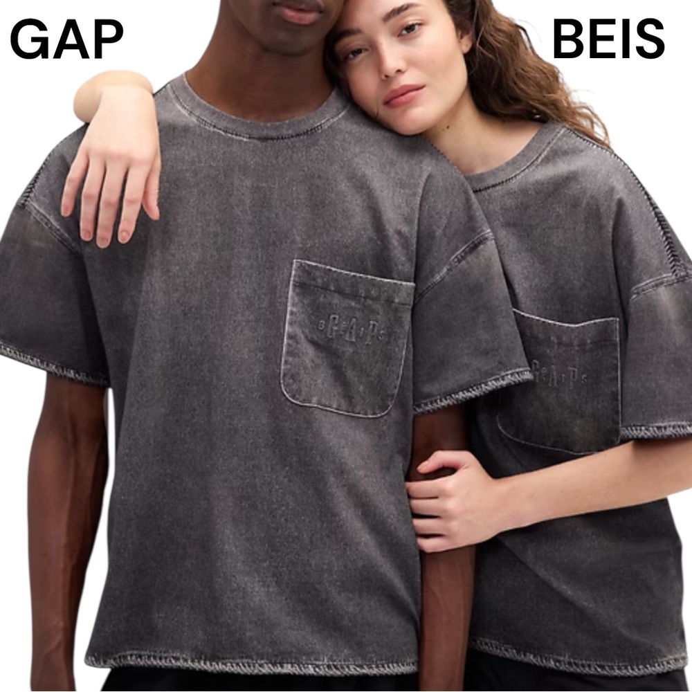 Gap × BÉIS Adult Knit Denim Pocket T-Shirt